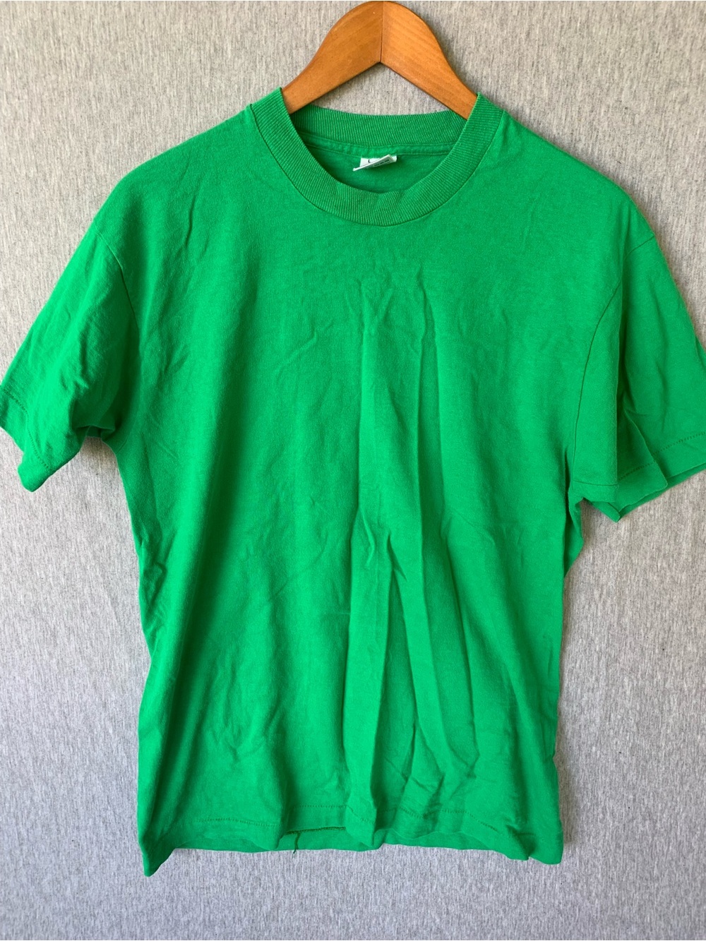 Vintage Blank Green Tee Shirt 90s Fruit of the loom Single Stitch